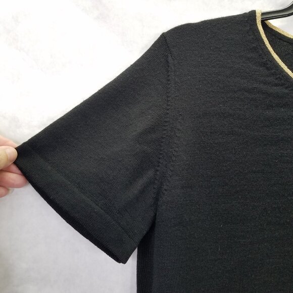 Le Troupe Tricot Maglia Top Womens Small Merino Wool Black Gold Italian Knitwear - Picture 3 of 13